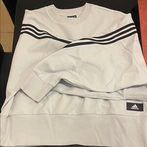 Adidas Light Blue Cropped Crewneck with Black Accents